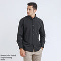 Boss SUPER Kemeja Polos Basic Pria Oxford Cotton Lengan Panjang Slim Fit OXK Hitam