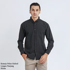 Boss SUPER Kemeja Polos Basic Pria Oxford Cotton Lengan Panjang Slim Fit OXK Hitam