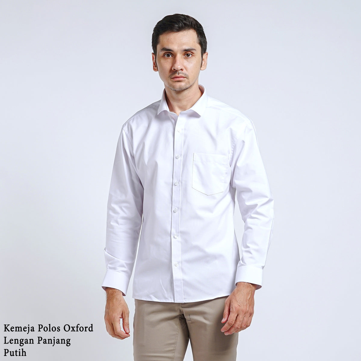 Boss SUPER Kemeja Polos Pria Oxford Lengan Panjang Slim Fit OXK Putih