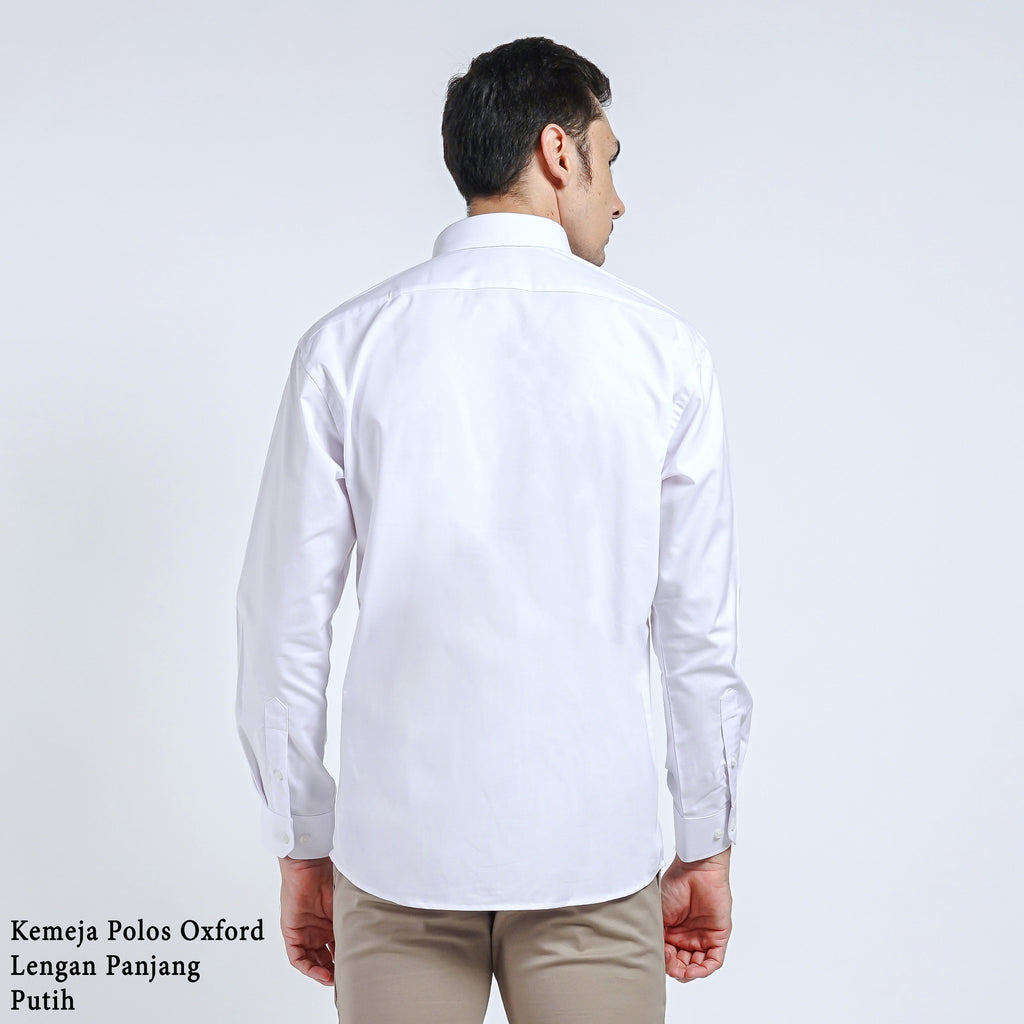Boss SUPER Kemeja Polos Pria Oxford Lengan Panjang Slim Fit OXK Putih