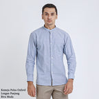 Boss SUPER Kemeja Polos Basic Pria Oxford Shanghai Lengan Panjang Slim Fit OX Biru Muda