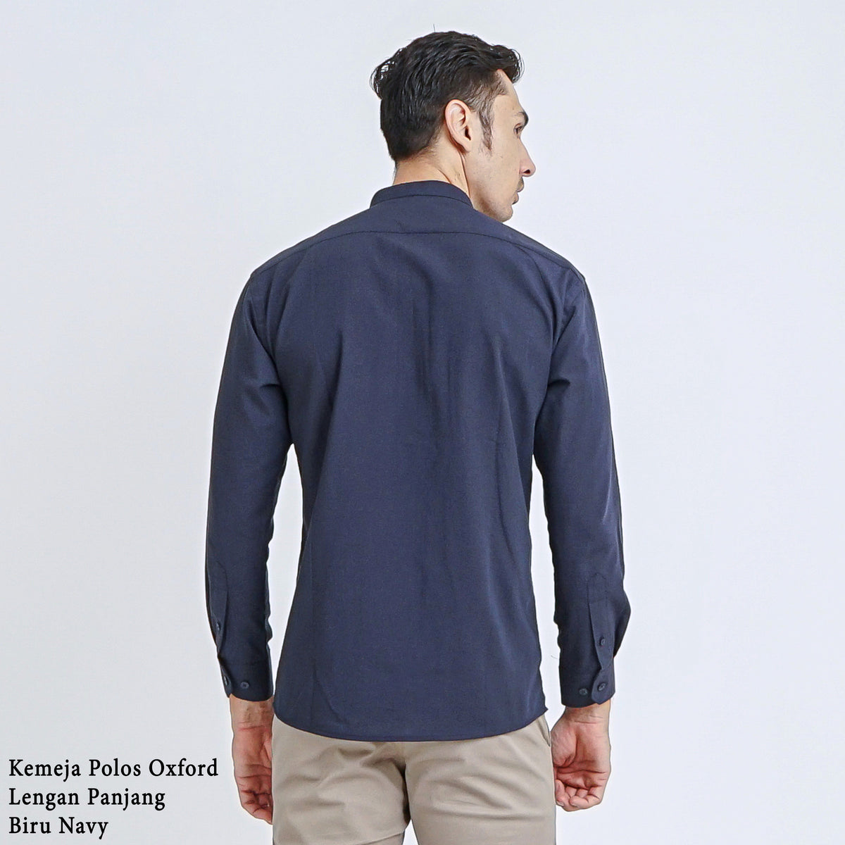 Boss SUPER Kemeja Polos Basic Pria Oxford Shanghai Lengan Panjang Slim Fit OX Navy