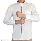 Boss SUPER Men's Pique Cotton Long Sleeve Slim Fit Shirt - White (PQ03)