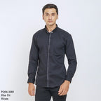 Boss SUPER Men's Pique Cotton Long Sleeve Slim Fit Shirt - Black (PQ04)