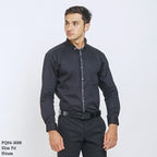 Boss SUPER Men's Pique Cotton Long Sleeve Slim Fit Shirt - Black (PQ04)
