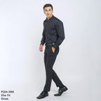 Boss SUPER Men's Pique Cotton Long Sleeve Slim Fit Shirt - Black (PQ04)
