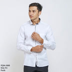 Boss SUPER Men's Pique Cotton Long Sleeve Slim Fit Shirt - White (PQ04)