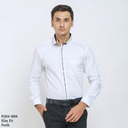 Boss SUPER Men's Pique Cotton Long Sleeve Slim Fit Shirt - White (PQ04)