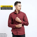 Boss SUPER Kemeja Polos Pria Lengan Panjang Mixed Rayon Regular Fit Slim Fit Merah Maroon