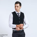 Boss SUPER Jas Rompi (Vest) Formal Pria Slim Fit Hitam