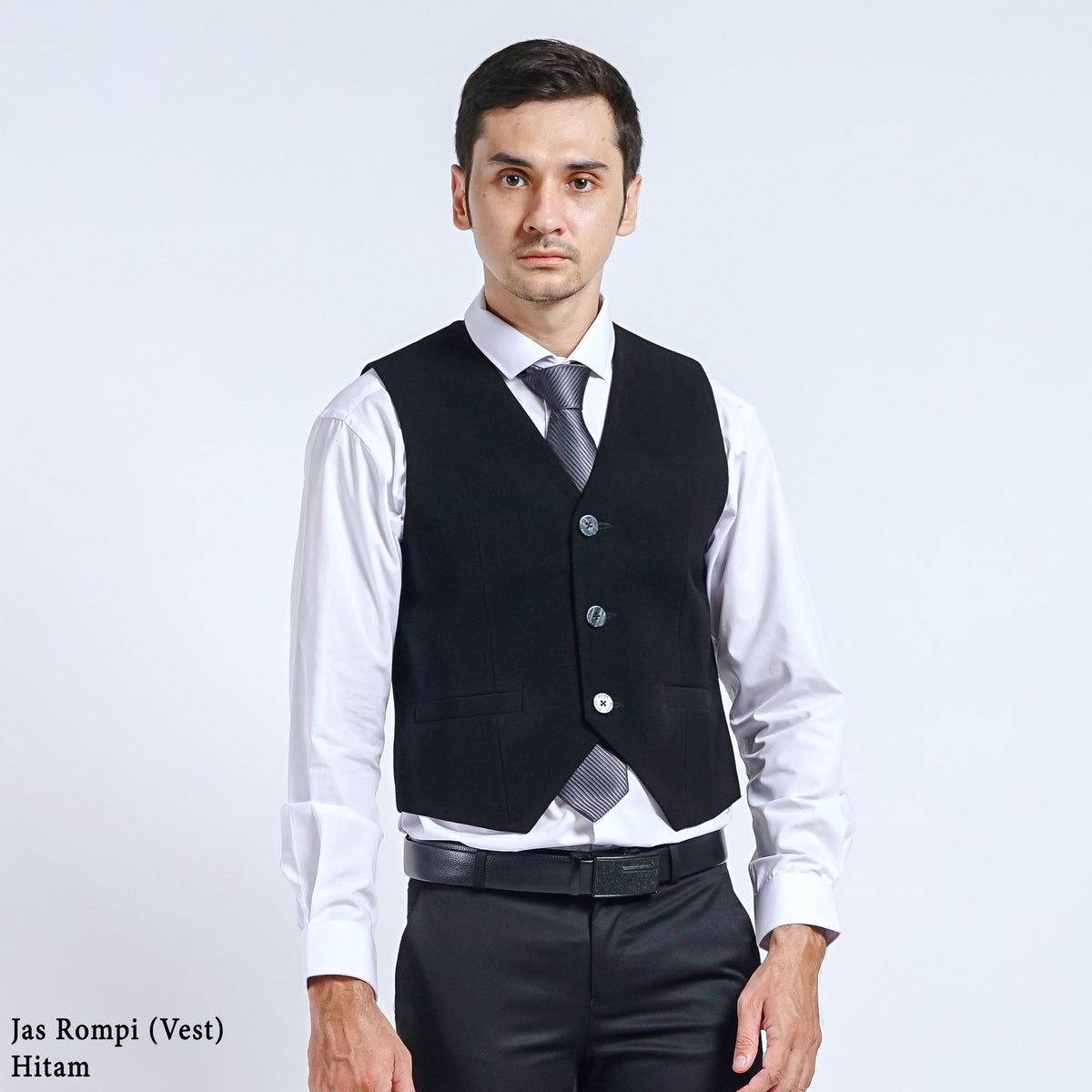 Boss SUPER Jas Rompi (Vest) Formal Pria Slim Fit Hitam