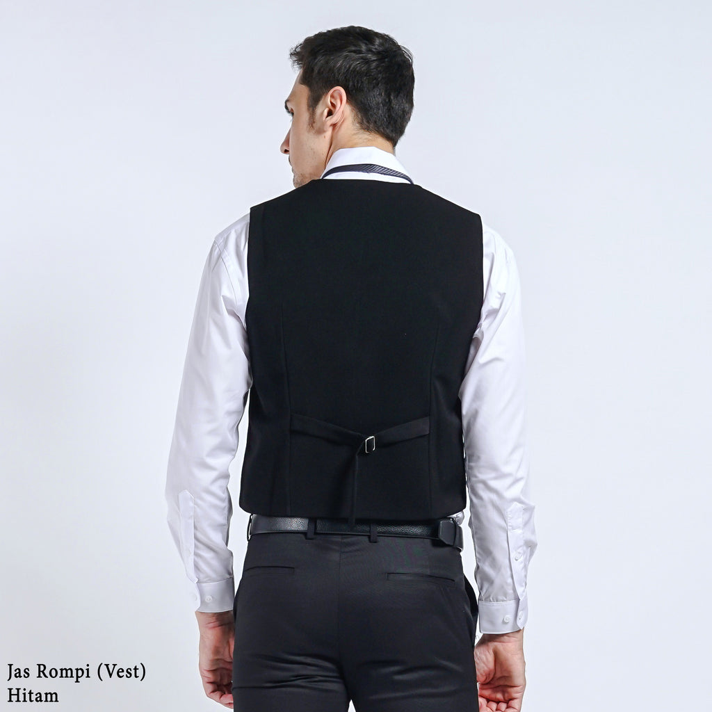 Boss SUPER Jas Rompi (Vest) Formal Pria Slim Fit Hitam