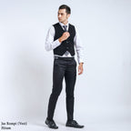 Boss SUPER Jas Rompi (Vest) Formal Pria Slim Fit Hitam