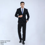 Boss SUPER Setelan Jas Formal Pria Regular Fit RJB Hitam