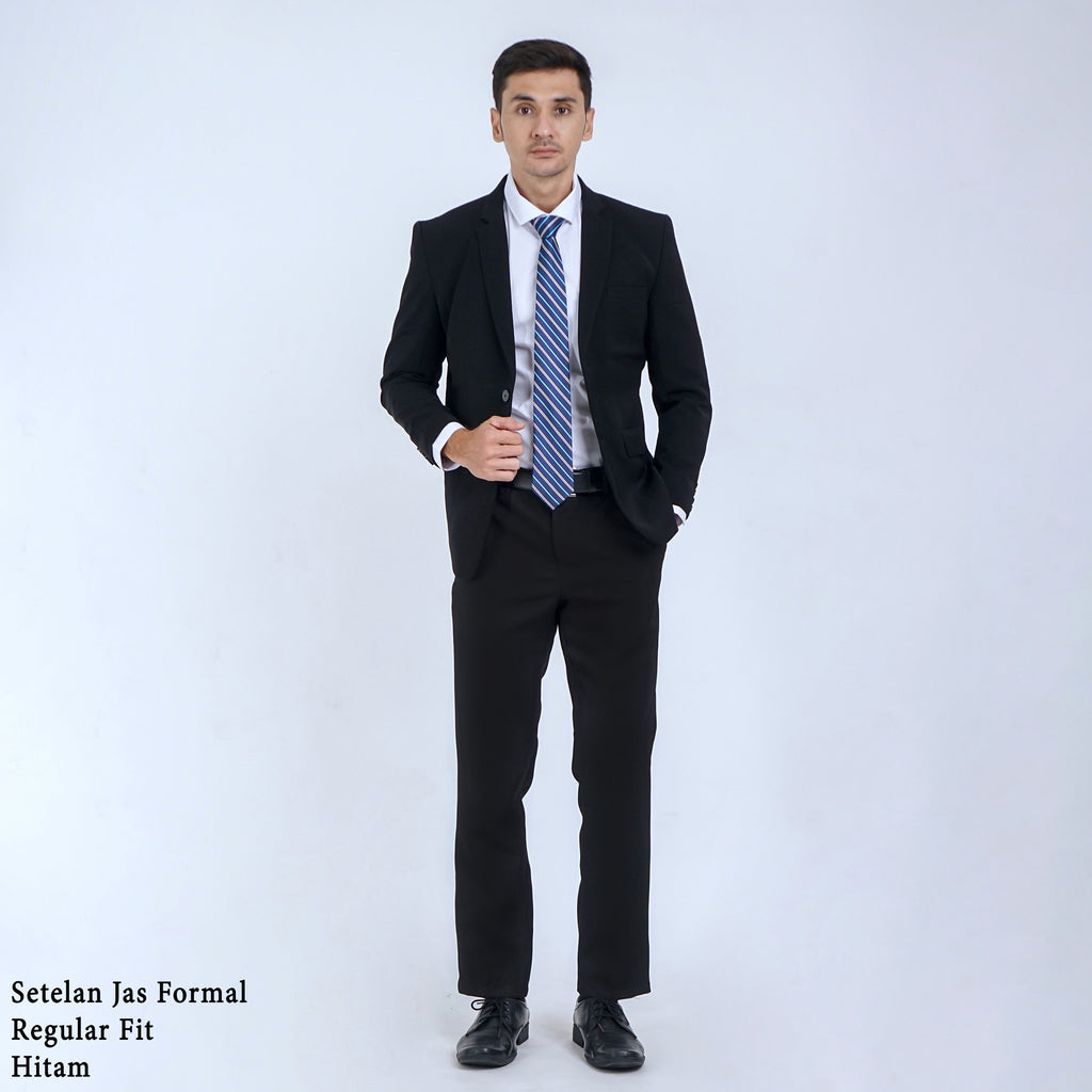 Boss SUPER Setelan Jas Formal Pria Regular Fit RJB Hitam