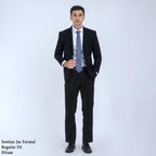 Boss SUPER Setelan Jas Formal Pria Regular Fit RJB Hitam