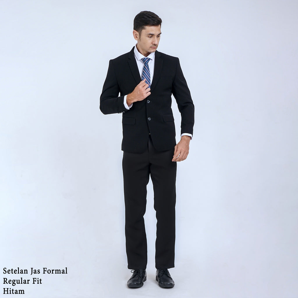 Boss SUPER Setelan Jas Formal Pria Regular Fit RJB Hitam