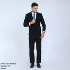 Boss SUPER Setelan Jas Formal Pria Regular Fit RJB Hitam