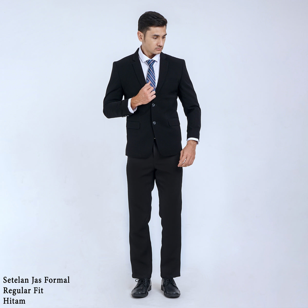 Boss SUPER Setelan Jas Formal Pria Regular Fit RJB Hitam