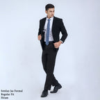 Boss SUPER Setelan Jas Formal Pria Regular Fit RJB Hitam