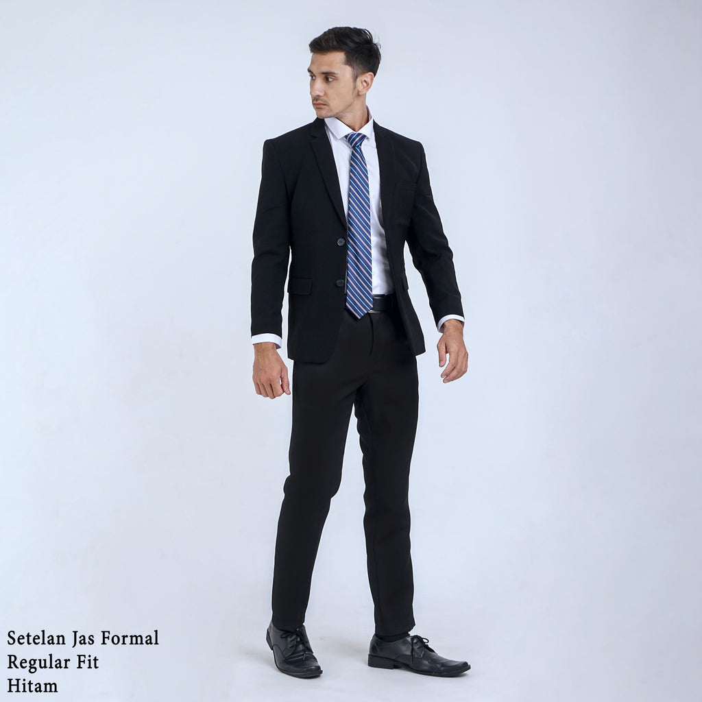 Boss SUPER Setelan Jas Formal Pria Regular Fit RJB Hitam