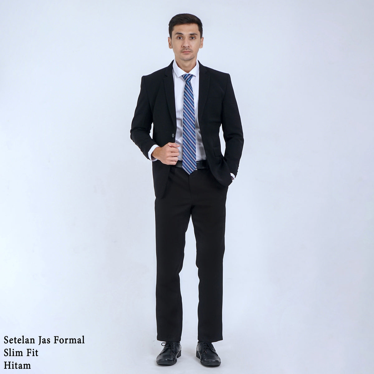Boss SUPER Setelan Jas Formal Pria Slim Fit RJB Hitam