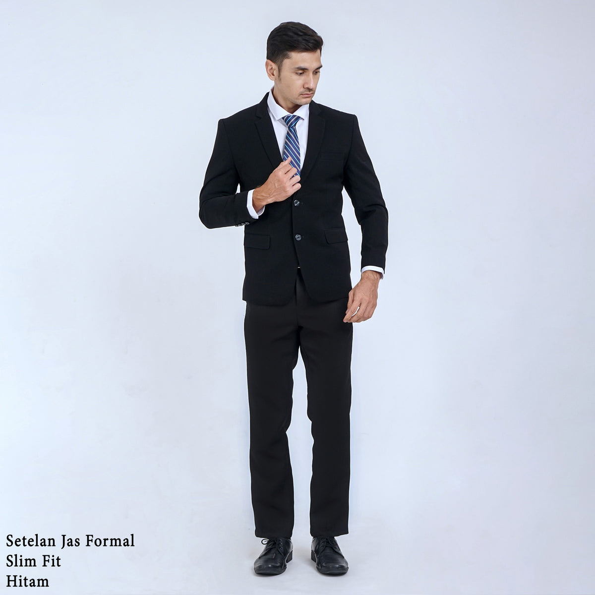 Boss SUPER Setelan Jas Formal Pria Slim Fit RJB Hitam