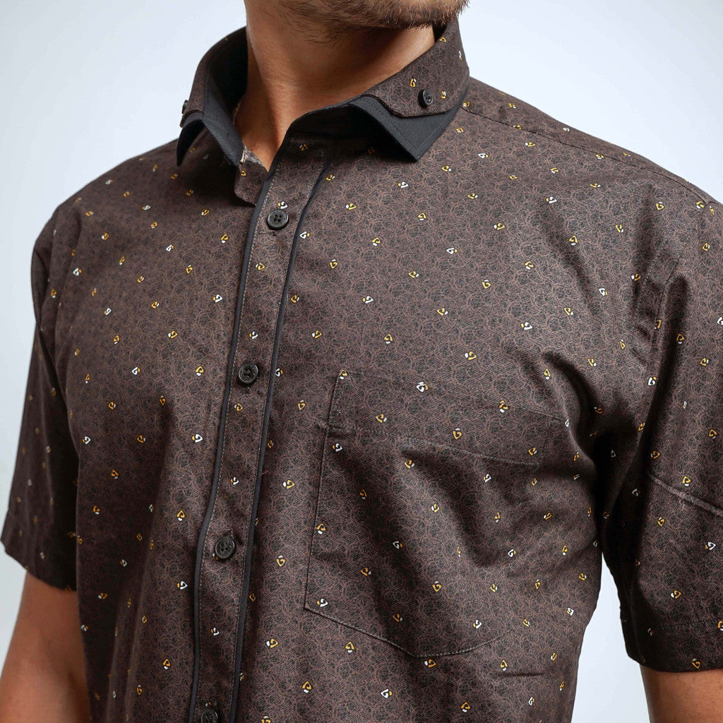 Boss SUPER Kemeja Motif Pria Lengan Pendek Slim Fit 1267
