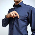 Boss SUPER Men's Long Sleeve Basic Shirt - Navy Blue