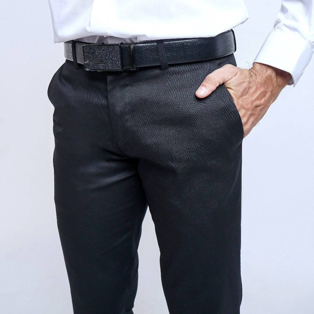 Boss SUPER Celana Panjang Pria Formal Regular Fit HT Hitam