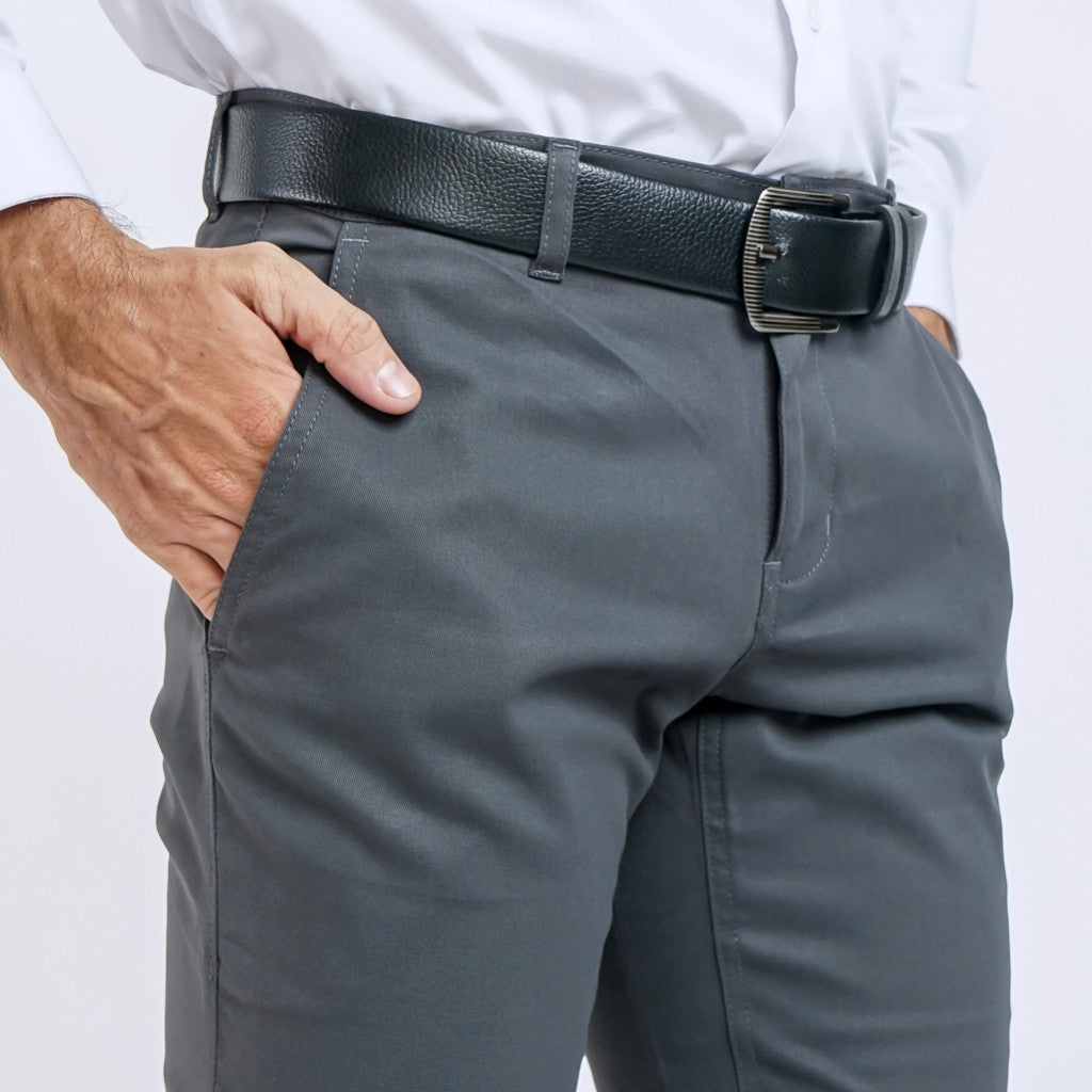 Boss SUPER Celana Panjang Chino Pria Slim Fit Abu