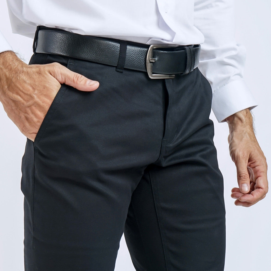 Boss SUPER Celana Panjang Chino Pria Slim Fit Hitam