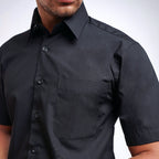 Boss SUPER Kemeja Polos Pria Lengan Pendek Regular Fit Hitam
