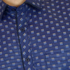Boss SUPER Kemeja Motif Pria Lengan Pendek Regular Fit 15670 Biru Ungu