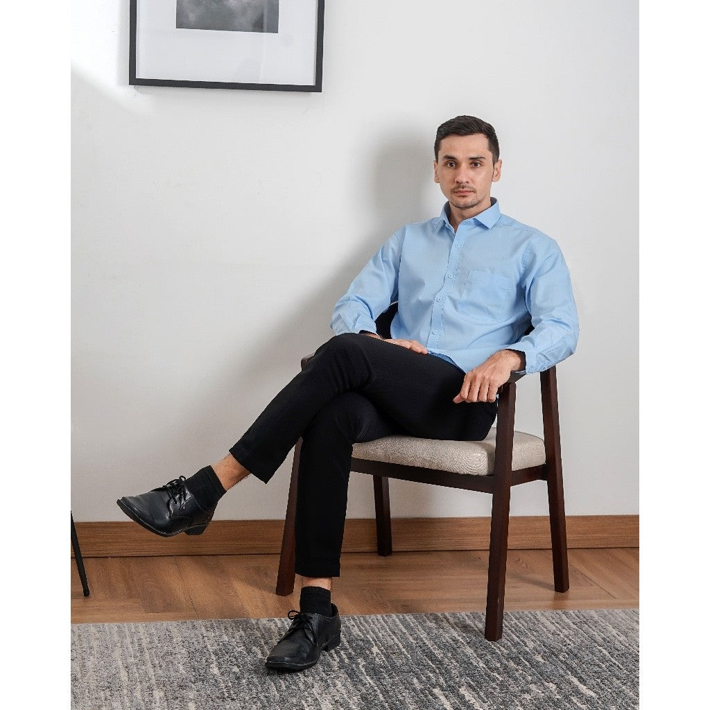 Boss SUPER Kemeja Polos Pria Lengan Panjang Slim Fit Biru 1