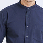 Boss SUPER Kemeja Polos Basic Pria Oxford Shanghai Lengan Panjang Slim Fit OX Navy