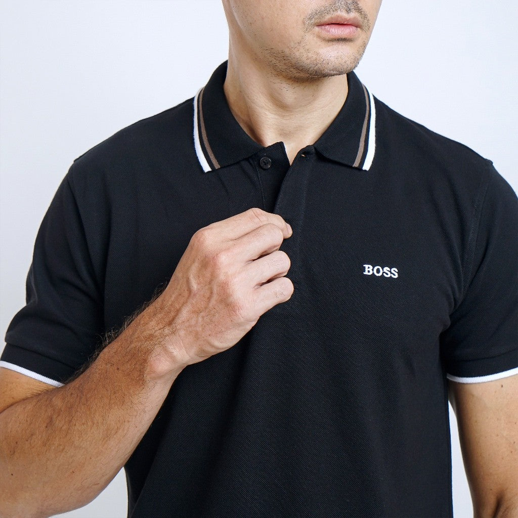 Boss SUPER Kaos Polo / Polo Shirt Pria Regular Fit Hitam