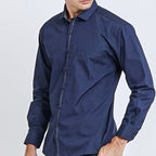 Boss SUPER Men's Eco Cotton Long Sleeve Slim Fit Shirt - navy Blue (1801)