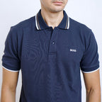 Boss SUPER Kaos Polo / Polo Shirt Pria Regular Fit Biru Navy