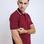 Boss SUPER Kaos Polo / Polo Shirt Pria Regular Fit Merah Maroon