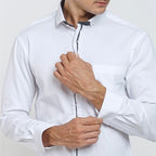 Boss SUPER Men's Pique Cotton Long Sleeve Slim Fit Shirt - White (PQ04)