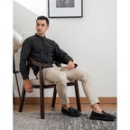 Boss SUPER Kemeja Polos Basic Pria Oxford Shanghai Lengan Panjang Slim Fit OX Hitam