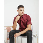 Boss SUPER Men's Short Sleeve Basic Shirt - Maroon Red
