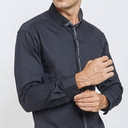 Boss SUPER Men's Pique Cotton Long Sleeve Slim Fit Shirt - Black (PQ04)