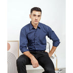 Boss SUPER Men's Long Sleeve Basic Shirt - Navy Blue