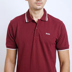Boss SUPER Kaos Polo / Polo Shirt Pria Regular Fit Merah Maroon