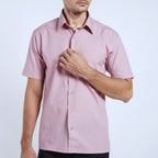 Boss SUPER Kemeja Polos Pria Lengan Pendek Regular Fit Dusty Pink