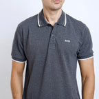 Boss SUPER Kaos Polo / Polo Shirt Pria Regular Fit Abu Tua
