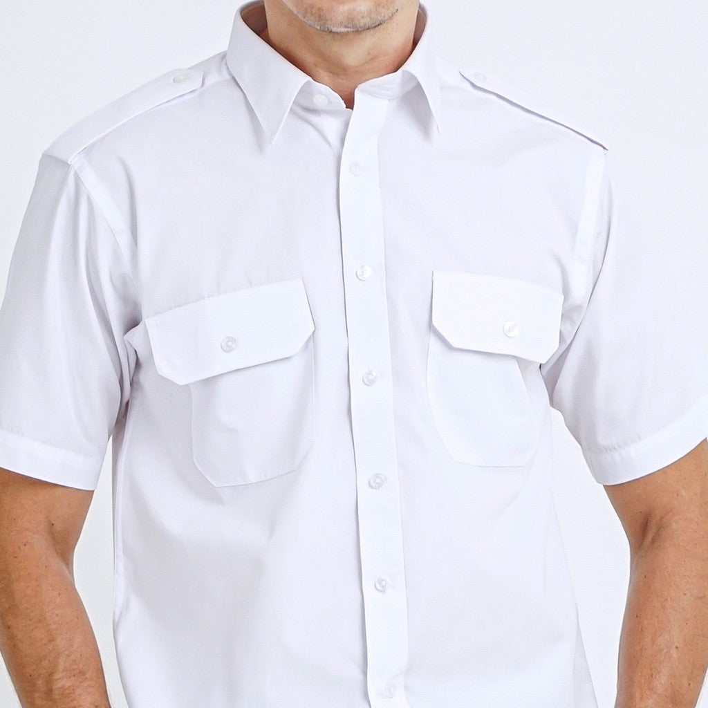 Boss SUPER Kemeja Polos Pria Pilot Pangkat Lengan Pendek Regular Fit 3199 Putih