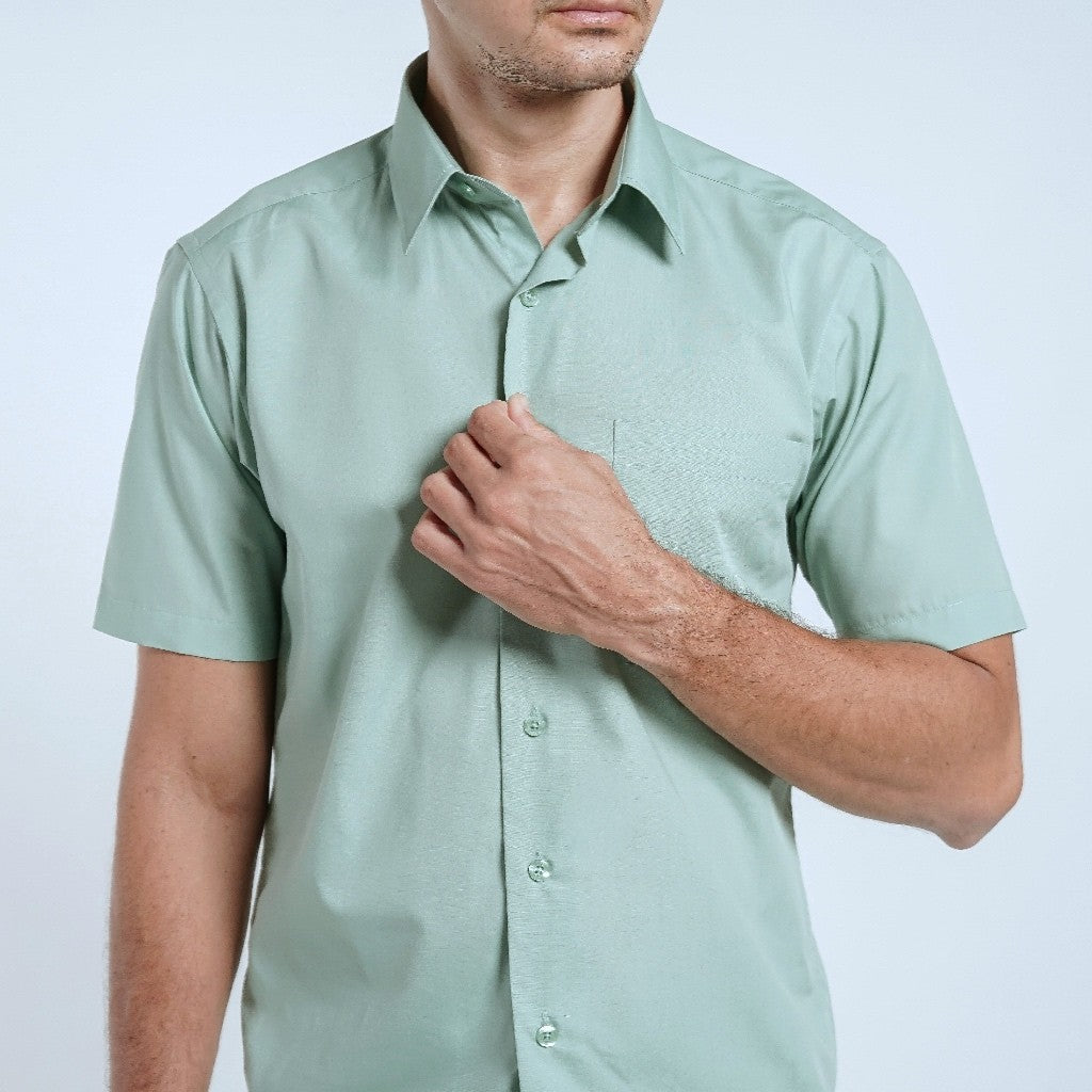 Boss SUPER Men's Short Sleeve Basic Shirt - Sage Green